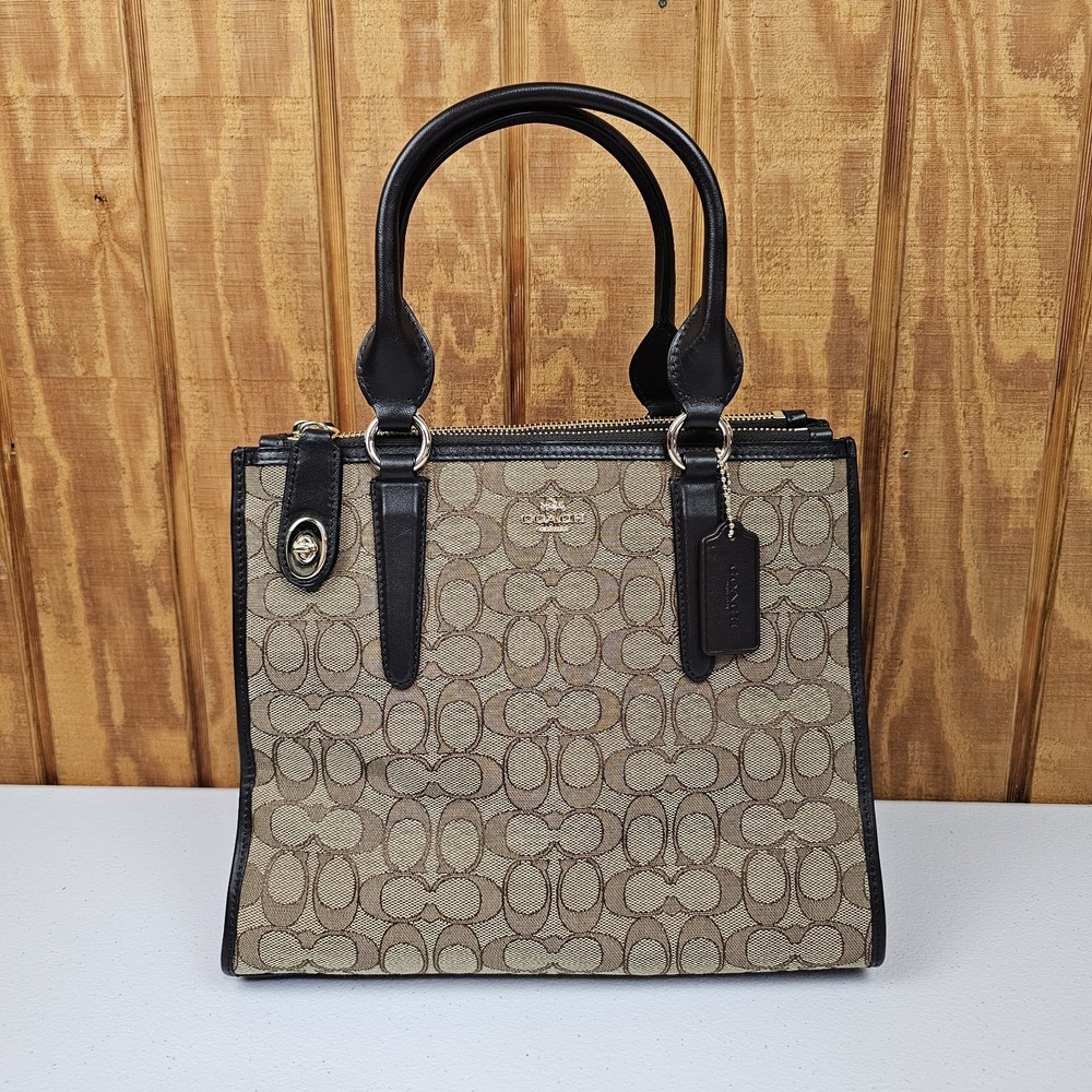 Coach Crosby Carryall Brown/Beige Signature Canvas & Leather Shoulder Bag Purse